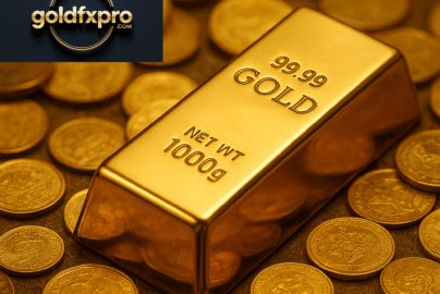 Close-up of shining gold bars stacked together, symbolizing gold price forecast and XAU/USD market trends