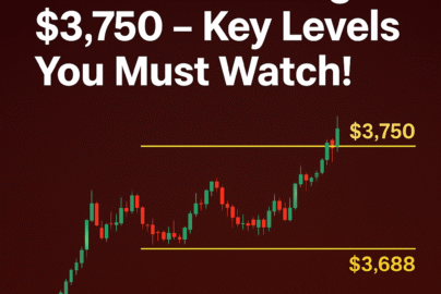 Gold price forecast featured image showing candlestick chart background with headline and GoldFXPro.com branding.