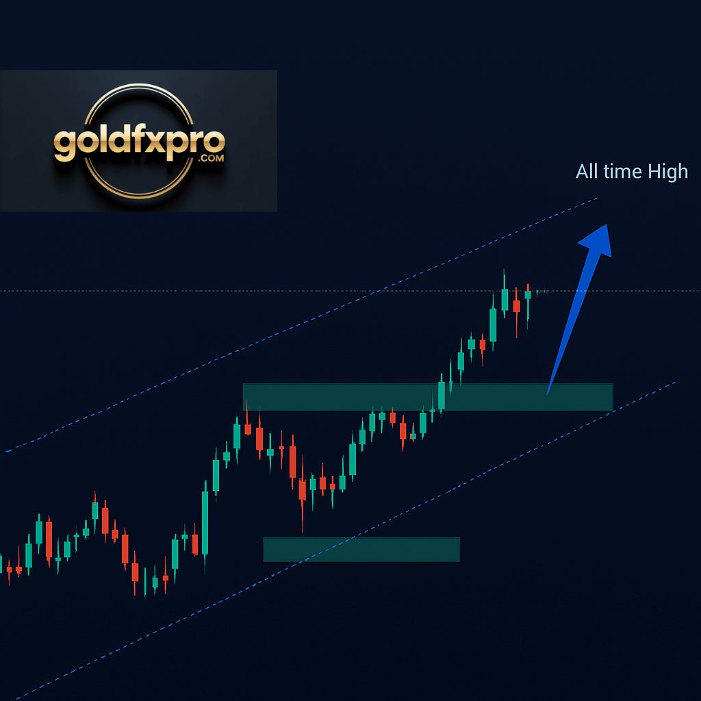 Gold price chart showing bullish momentum near record highs in 2025.