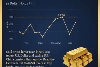 Gold price chart showing XAU/USD near $4,010 amid dollar strength