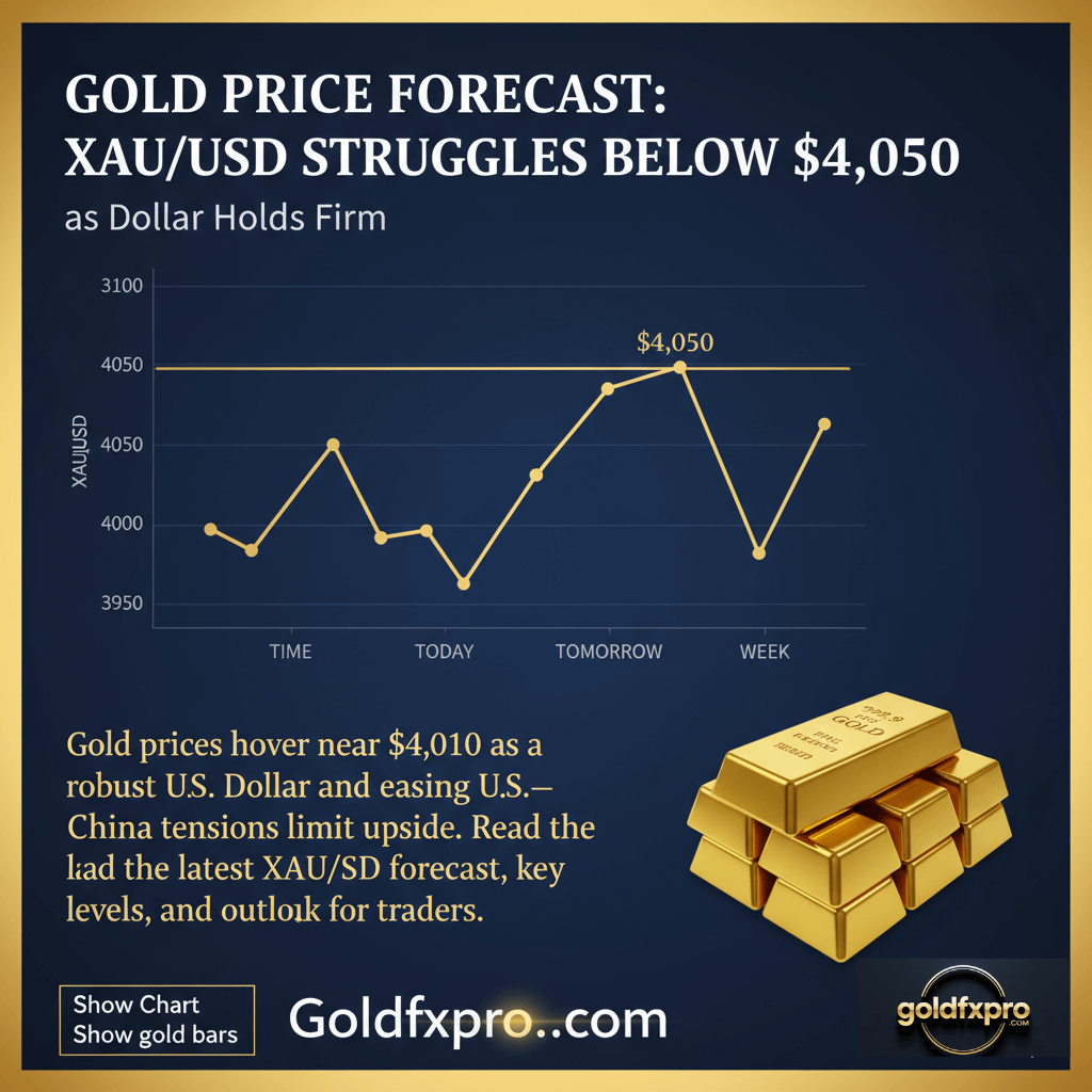 Gold price chart showing XAU/USD near $4,010 amid dollar strength