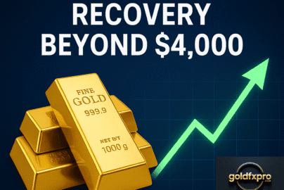 Gold price chart showing recovery above $4,000 resistance