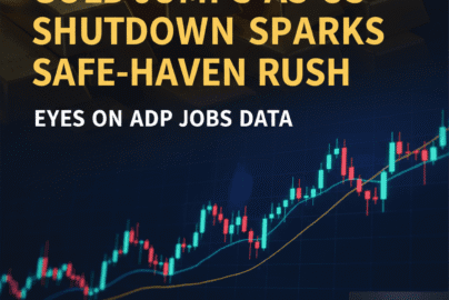 Gold price chart showing recovery toward $4,000 amid US shutdown fears