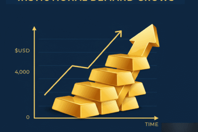 Gold chart showing XAU/USD consolidation above $4,000 amid rising institutional demand.