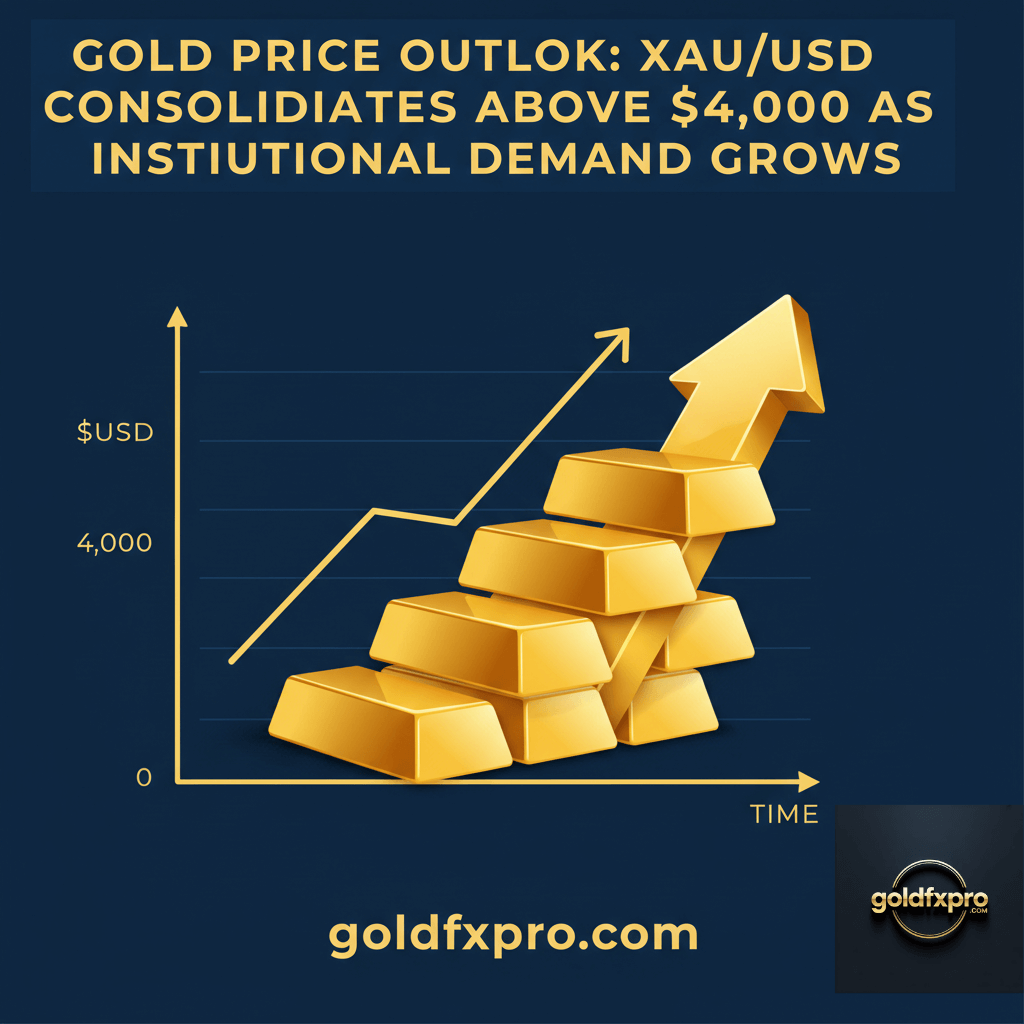 Gold chart showing XAU/USD consolidation above $4,000 amid rising institutional demand.