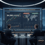 Gold price forecast chart showing XAUUSD near $4,200 overlaid on the Federal Reserve building ahead of the FOMC meeting.