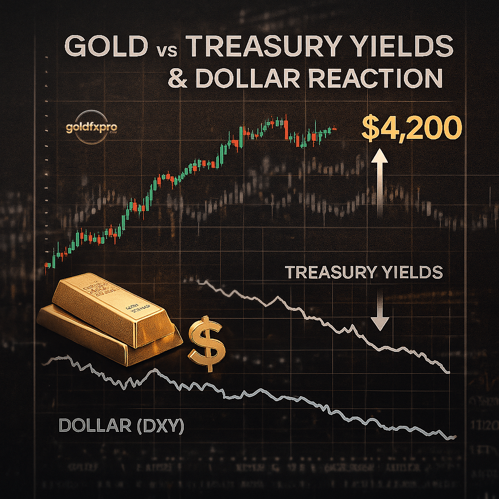 Gold Price Forecast: Fed Rate-Cut Bets Keep XAUUSD Firm Near $4,200 Ahead of PCE Data 3 Gold price forecast chart showing XAUUSD near $4,200 overlaid on the Federal Reserve building ahead of the FOMC meeting.